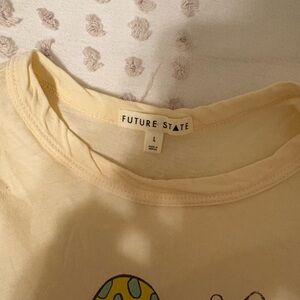 Cream Short Sleeve Tee with Crew Neck